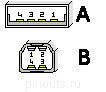 4 pin USB A or USB B plug connector