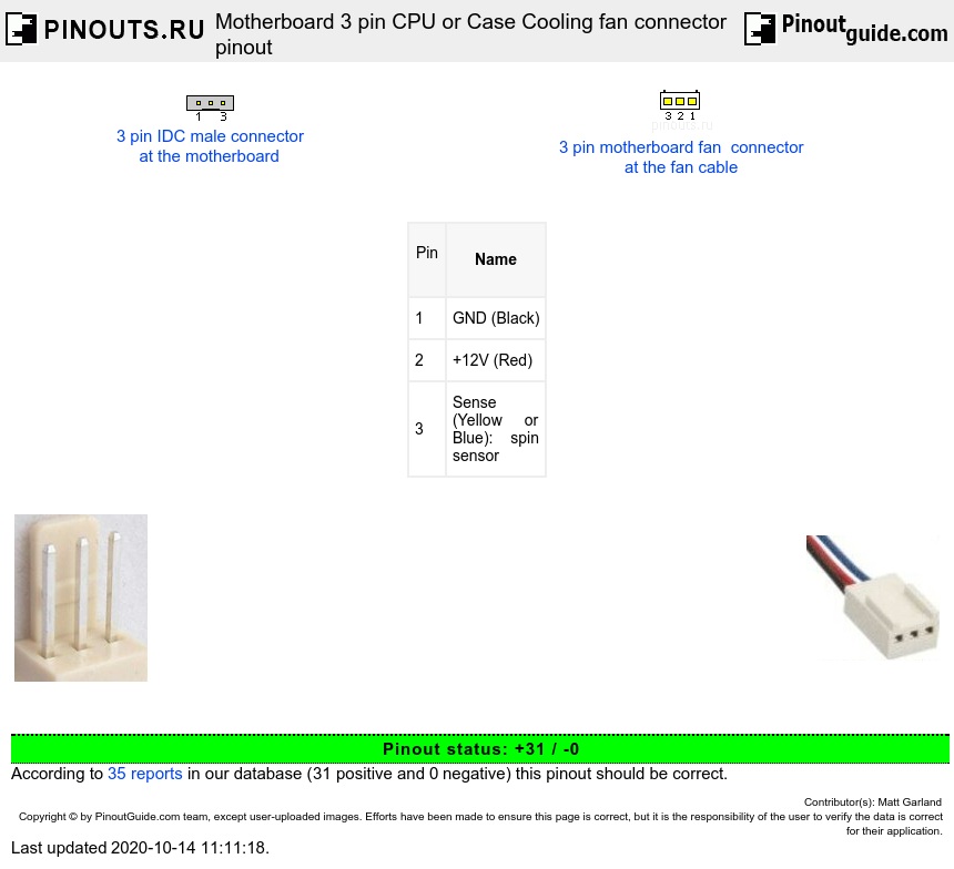 3 pin cooling fan pinout