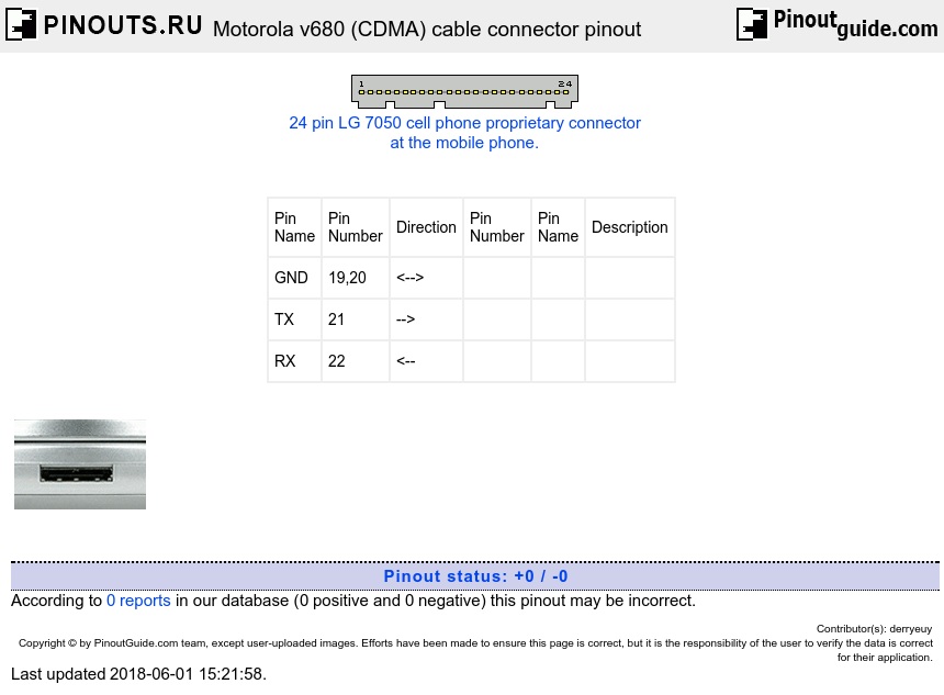 Motorola v680 (CDMA) cable connector diagram